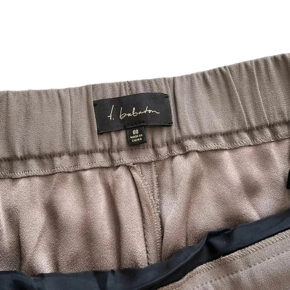 T. Babaton Coffee Pleated Dress Pants 00 - Picture 3 of 3